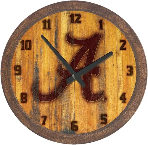 Miniatura 126 de The Fan-Brand NCAA Oklahoma Sooners: Reloj de pared con parte superior de barril de imitación para decoración de bar, decoración de fiesta
