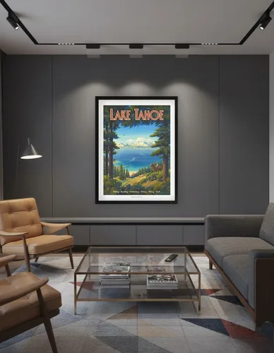 Miniatura 7 de Kerne Erickson - Póster de viaje vintage de Kerne Erickson Lake Tahoe California, equitación, barco, natación, pesca, senderismo, golf, impresión