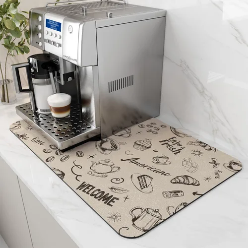 Miniatura 9 de AMOAMI Tapete de café absorbente con parte trasera de goma para secar platos para encimera de cocina, accesorios de bar para debajo de la cafetera