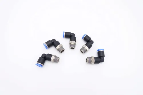 Miniatura 17 de Empuje para conectar conexión de tubo de 1/4" OD x 1/8" rosca NPT macho, codo neumático macho de aire línea de agua de aire de 90 grados codo