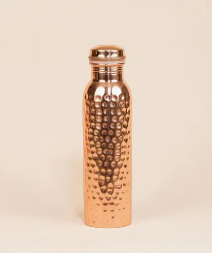 Miniatura 2 de Botella de agua de cobre sólido puro (32 onzas/32.1 fl oz), frasco de cobre ayurvédico, botella de agua para beber más, grande, a prueba de fugas