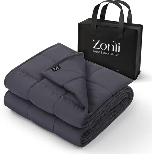 Miniatura 16 de ZonLi Manta pesada para adultos (48 x 72 pulgadas, 12 libras, verde oscuro) manta pesada de enfriamiento de alta transpirabilidad, material suave