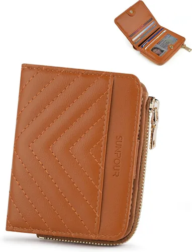 Miniatura 25 de Billeteras pequeñas y plegables para mujer, mini-cartera RFID para mujer, tarjetero delgado con bolsillo con cremallera para monedas y 2 ventanas