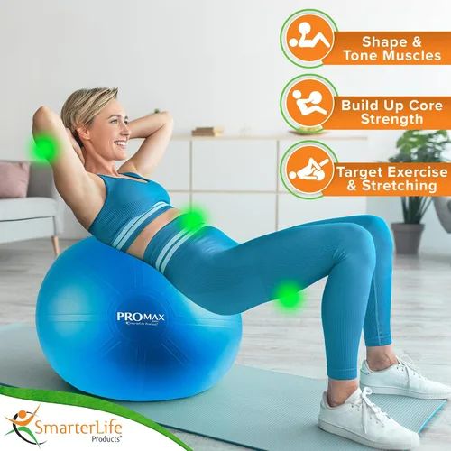Miniatura 4 de SmarterLife PRO MAX - Pelota de entrenamiento para fitness, yoga, equilibrio, estabilidad o parto para embarazo y parto, ideal como silla de pelota