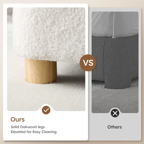 Miniatura 5 de Estructura de cama en forma de nube BERRY NEST, estructura de cama suave de bouclé con cabecero ajustable, patas de madera maciza, diseño