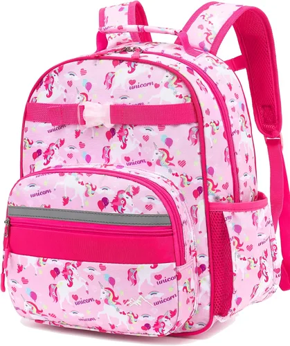 Mochila para niños y niñas, mochila ligera para niños y niñas, preescolar, primaria, jardín de infantes, Niñas-unicornio rosa, 12L(Para Niños 5-8