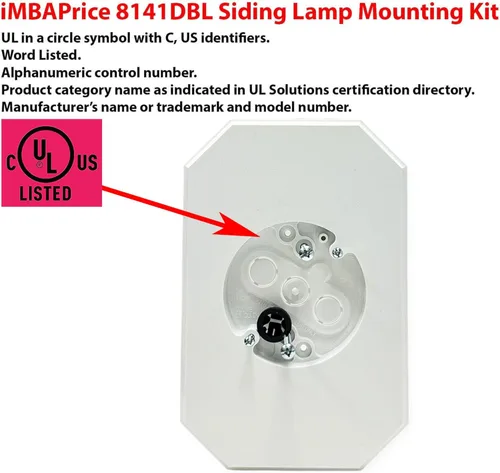 Miniatura 2 de iMBAPrice 8141DBL-5 Bloque de montaje lateral, paquete de 5, bloque de montaje de luz de vinilo blanco con caja eléctrica incorporada para doble