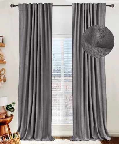 Miniatura 22 de 100% Blackout Shield - 2 cortinas opacas de lino, con presillas traseras/bolsillo para cortinero y aislamiento térmico, para el hogar, 50 pulgadas