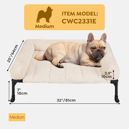 Miniatura 2 de Veehoo Cama elevada ortopédica para perros con cojín de felpa esponjosa, camas elevadas para perros grandes, sofá suave para mascotas