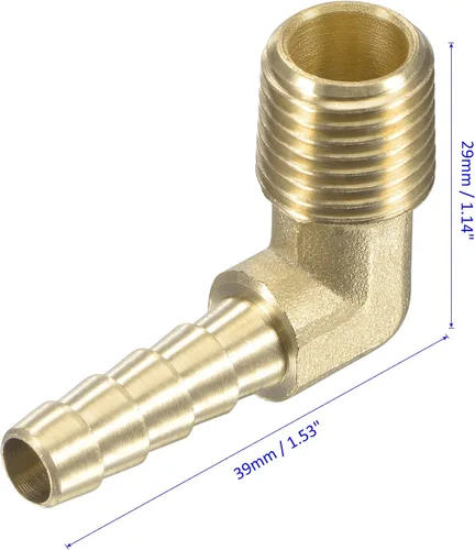 Miniatura 4 de M METERXITY Accesorios de púas de manguera de latón - Codo de 90 grados Conector de tubo de latón de 1/4 de pulgada Aplicar al gas de agua