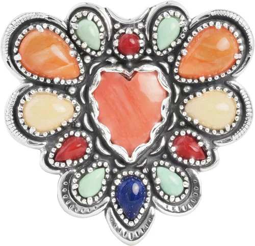 Miniatura 5 de American West - Anillo de plata de ley para mujer, diseño de corazón con piedras preciosas múltiples, tallas 5 a 10