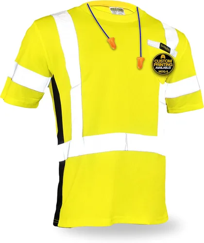 KwikSafety - Charlotte, NC - Camisa de seguridad de manga corta OPERATOR [cinta reflectante sólida] Clase 2 Cumple con ANSI OSHA Cinta básica |