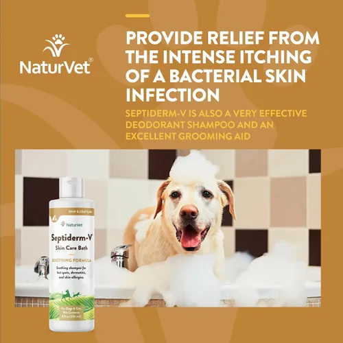 Miniatura 4 de NaturVet Septiderm-V Gel de baño para el cuidado de la piel para perros y gatos, suplemento de salud de mascotas para dermatitis, alergias