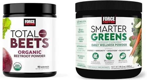 Force Factor Total Beets - Superalimento orgánico de remolacha en polvo para aumentar la nutrición diaria, polvo orgánico USDA y verduras más