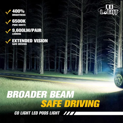 Miniatura 3 de CO LIGHT Luces de inundación LED de 4 pulgadas 96 W, luces antiniebla LED de trabajo, barra de luz de trabajo para camiones, motocicleta, SUV, ATV