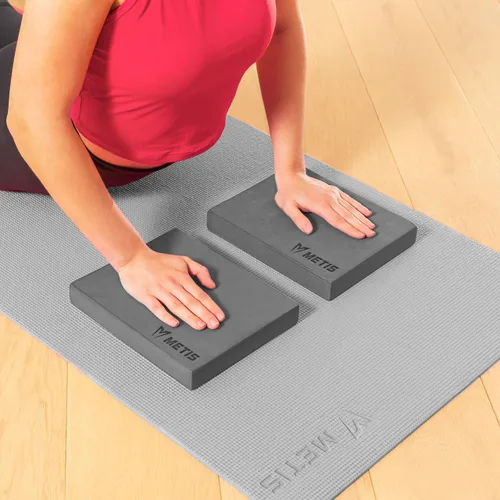 METIS Bloques de yoga | 1 o 2 unidades de bloques de espuma EVA suaves antideslizantes – para yoga, pilates, mediación [2 tamaños]