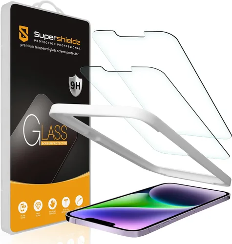 Supershieldz (2 unidades) Diseñado para iPhone 17e, 16e, 14, 13, 13 Pro (6.1 pulgadas) Protector de pantalla de vidrio templado con (bandeja de