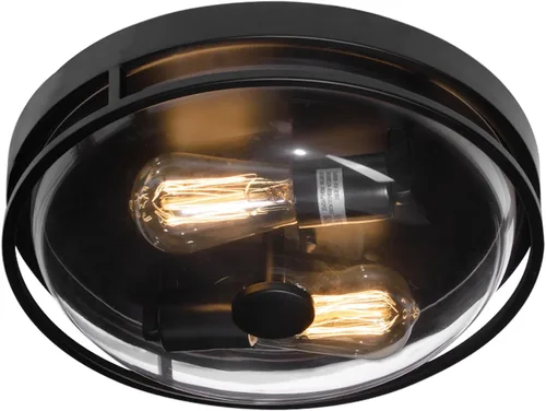 Luz de techo de montaje empotrado Luminzone con pantalla de vidrio transparente, 2 luces, iluminación de estilo granja para interior y exterior,
