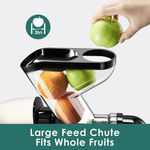 Miniatura 2 de Fretta Exprimidor de prensa en frío, exprimidor lento masticador, máquina de jugo de frutas y verduras, exprimidor prensado, sin BPA, motor