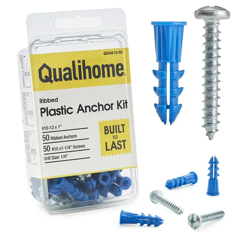 Miniatura 12 de Qualihome Kit de Anclajes de Plástico Acanalado para Paneles de Yeso - Anclajes de Pared y Tornillos para Paneles de Yeso Incluye Anclajes