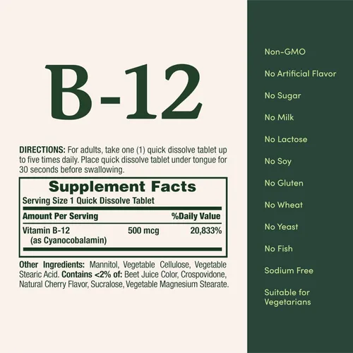 Miniatura 4 de Nature's Bounty Vitamina B-12 500 mcg, 100 ea(Paquete de 3)