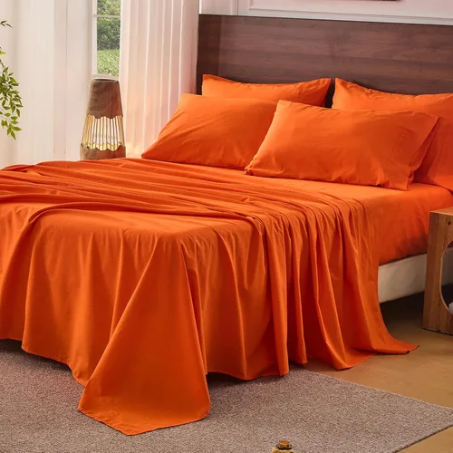 Miniatura 18 de Bedlifes Juego de sábanas de 100 % lino francés tamaño Queen, estampado floral, patrón botánico transpirable, bolsillo profundo de 16 pulgadas, 4
