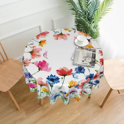 Miniatura 15 de Giwawa Mantel de hojas florales bohemias, mantel de hojas coloridas, mantel botánico natural de acuarela, mantel redondo de primavera y verano, Boho