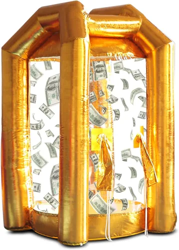 Miniatura 12 de SAYOK Cabina inflable de dinero con soplador de aire para eventos, promoción (rojo, 4.92 x 4.92 x 8.2 pies)