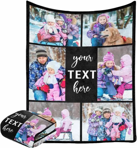 Miniatura 11 de Manta personalizada con fotos, manta personalizada con retrato familiar para padres, niños, perros y familia, manta personalizada para un día
