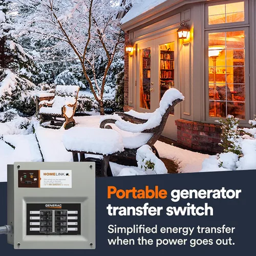 Miniatura 2 de Generac HomeLink - Interruptor de transferencia de generador portátil de 30 amperios, interruptor de transferencia manual actualizable, 8-10