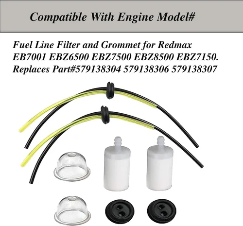 Miniatura 4 de Filtro de línea de combustible y retén compatible con Redmax EB7001 EBZ6500 EBZ7500 EBZ8500 EBZ7150. Reemplaza la pieza #579138304 579138306