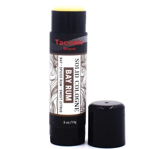 Miniatura 3 de Taconic Shave All-Natural Bay Rum Scent Colonia sólida para hombre, portátil y fácil de aplicar, fabricada artesanalmente en los Estados Unidos