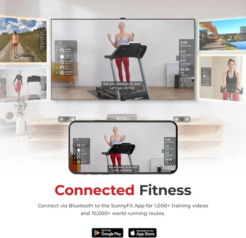 Miniatura 3 de Sunny Health & Fitness Exercise Treadmills Double Deck Sizes and Incline Features with Bluetooth & SunnyFit App