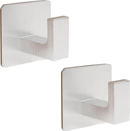 Miniatura 13 de Ganchos para Toallas de Baño, Paquete de 2 Ganchos Cuadrados Autoadhesivos para Abrigos, Gancho Resistente para Bata Sin Perforación, Colgador