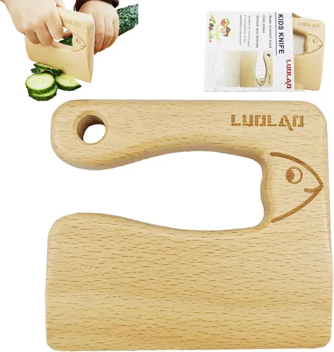 LUOLAO Cuchillo de madera para niños para cocinar y cortar frutas de verduras de forma segura, herramientas de cocina para niños, regalos de Navidad