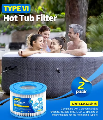 Miniatura 3 de Cartuchos de filtro para bañera de hidromasaje tipo VI (paquete de 2) Filtros de repuesto para bañera de hidromasaje compatibles con Lay-Z-Spa