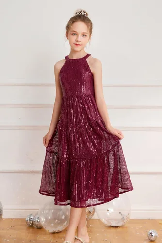 Miniatura 2 de GRACE KARIN Vestido de lentejuelas para niñas 2024, elegante, lindo, vestido largo de fiesta para niñas de 5 a 14 años