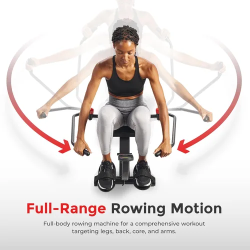 Miniatura 2 de Sunny Health & Fitness Smart Compact 360° Full-Motion Rower, Low-Impact Full-Body Workout Rowing Workout Machine, Wide Motion Range & Space-Saving