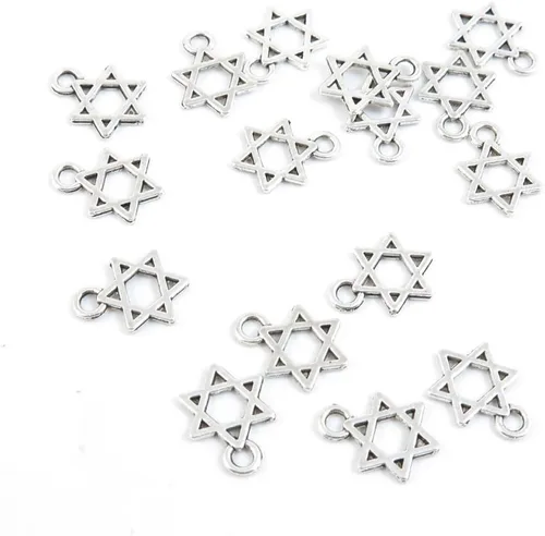 200 piezas de joyería de plata antigua fabricación de abalorios hallazgos O6OO2 Star of David