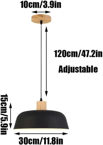 Miniatura 3 de Luces colgantes nórdicas retro para isla de cocina, moderna lámpara colgante de madera, lámpara industrial de aluminio para comedor, sala de estar