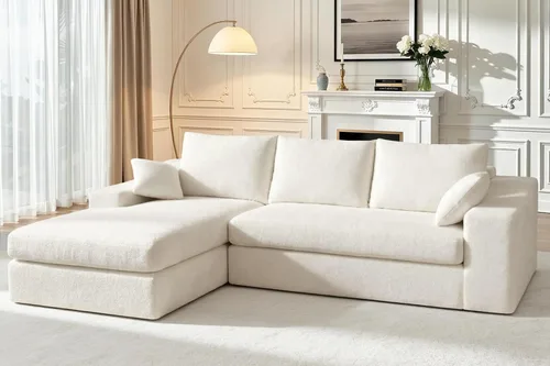 Miniatura 56 de HABUTWAY Sofá modular modular de 101 pulgadas con asiento profundo, moderno sofá convertible en forma de L, sofá tapizado con diván para sala