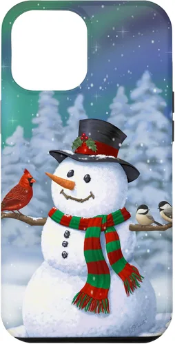 Miniatura 36 de Funda para iPhone 17 con diseño de muñeco de nieve y pájaros en invierno