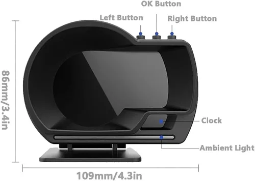Miniatura 9 de Riloer Coche HUD Head Up Display P6, OBD2+GPS Universal Multifunción Velocímetro