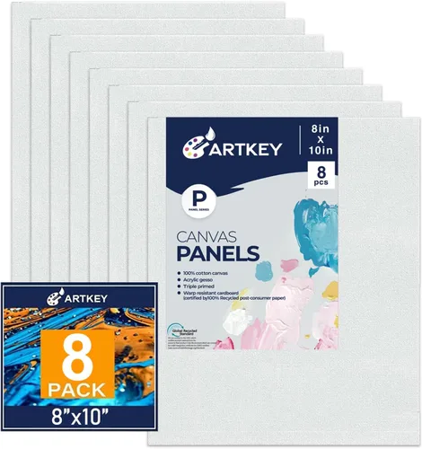 Miniatura 23 de Artkey Lienzos para pintar de 8 x 10 pulgadas, paquete de 12 unidades, 10 onzas, imprimados 100% algodón, blanco para pintura, suministros de arte