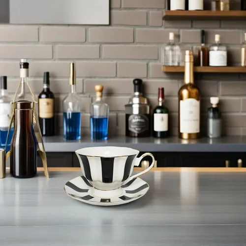 Miniatura 8 de UPKOCH Juego de taza y platillo de lunares de cerámica con plato a juego de 5.51 x 5.51 x 2.95 pulgadas, taza de estilo europeo para café con leche
