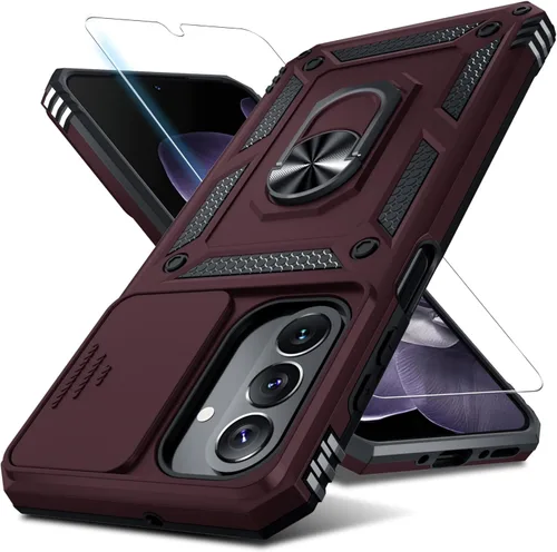 Miniatura 9 de Janmitta Funda compatible con Samsung Galaxy A26 5G, funda integrada para lente de cámara deslizante + protector de pantalla + soporte de anillo
