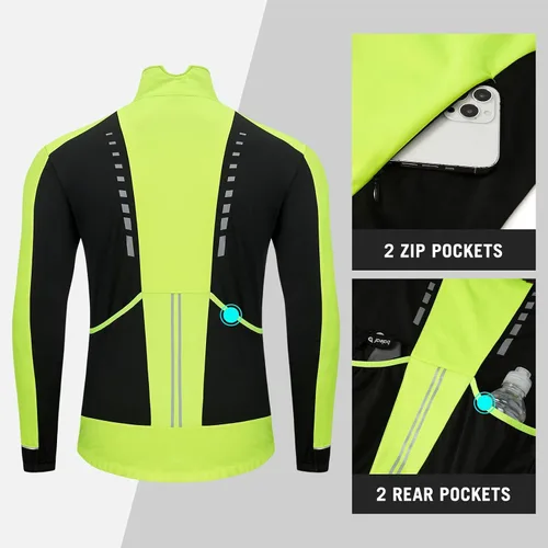 Miniatura 2 de BALEAF Chaqueta de invierno para hombre, para ciclismo, correr, resistente al viento, para ciclismo, ciclismo, clima frío, bolsillos cálidos