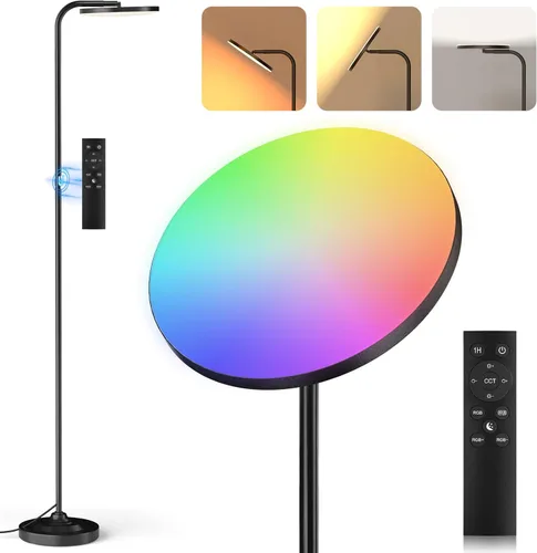 Miniatura 9 de SIBRILLE Lámpara de pie LED de 36 W, lámpara de pie súper brillante, moderna lámpara alta regulable con control remoto, lámpara de pie de lectura