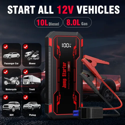 Miniatura 3 de Arrancador de Batería de Coche 6000A, Arrancador de Batería de Coche Portátil de 12V, Arrancador de Puente de Batería Portátil