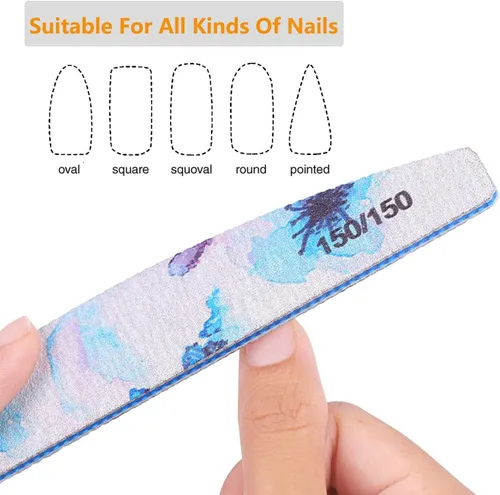 Miniatura 6 de 6 limas de uñas y tampones de diferentes granos, tablero de esmeril con patrón de flores (grano 80-320), herramientas de manicura profesionales